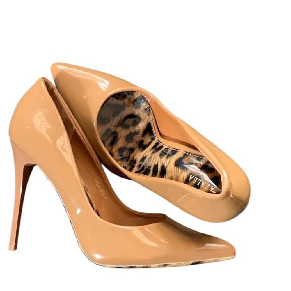 Azalea Wang cheetah print brown tan stiletto heels brand new size 8